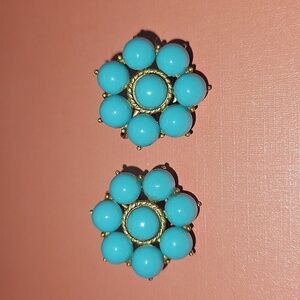 Elegant Gold and Blue Floral Earrings